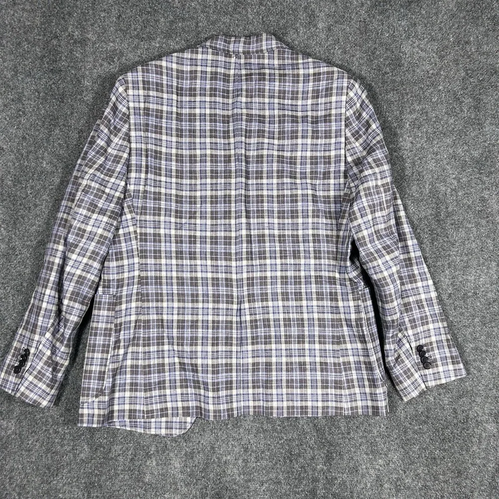 Banana Republic Sport Coat L Mens 42S Plaid 100 Linen Tailored Fit Chore Jacket